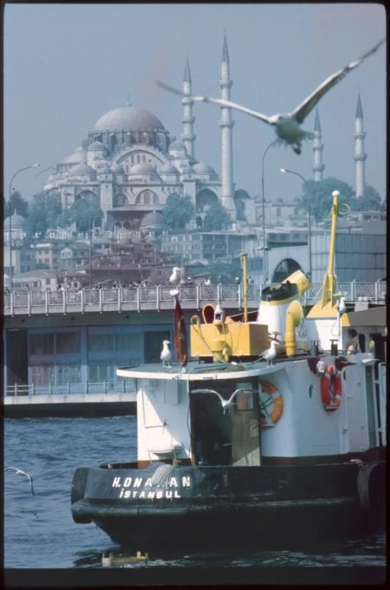 Galata Köprüsü ve Süleymaniye'nin Karaköy sahiliden görünümü, 1998